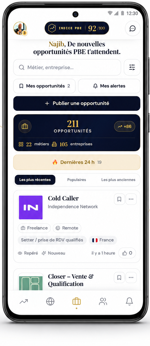 Les opportunités PBE sur mobile : missions qualifiées filtrées selon ton profil